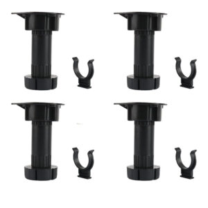 Kitchen Bedroom Plastic Adjustable Cabinet Legs Foot Black 4pcs