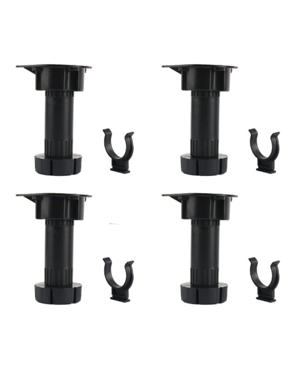 Kitchen Bedroom Plastic Adjustable Cabinet Legs Foot Black 4pcs