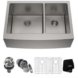 18-Gauge 30"Double Bowl Stainless Steel Kitchen Sink